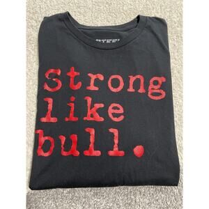 Strong Like Bull Size 2xl Black Men's T-Shirt Red Lettering XXL